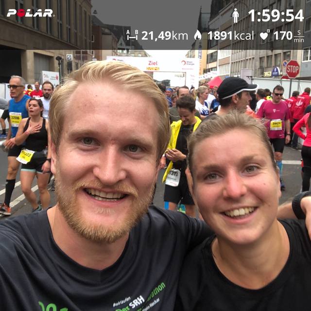 Half marathon, Cologne, finished under 2 hours (2019)