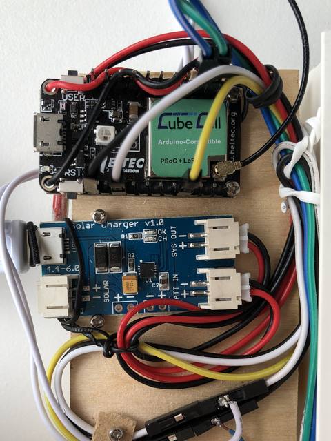 The sender, now with the solar charger board mounted