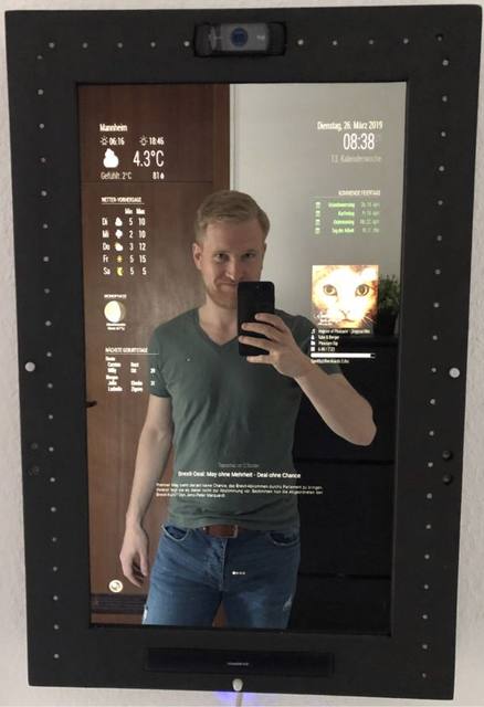 Front view of the self-built smart mirror