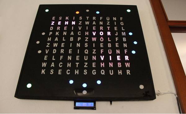 Front view of the self-built wordclock